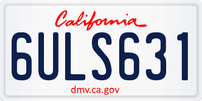 CA license plate 6ULS631