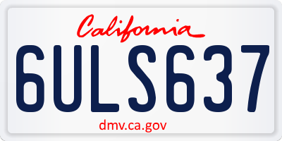 CA license plate 6ULS637