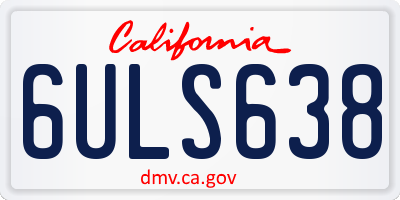 CA license plate 6ULS638