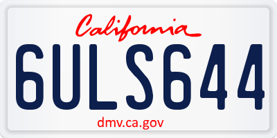 CA license plate 6ULS644