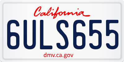 CA license plate 6ULS655