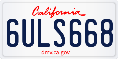 CA license plate 6ULS668