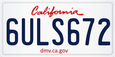 CA license plate 6ULS672