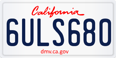 CA license plate 6ULS680