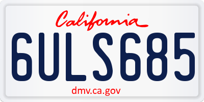 CA license plate 6ULS685