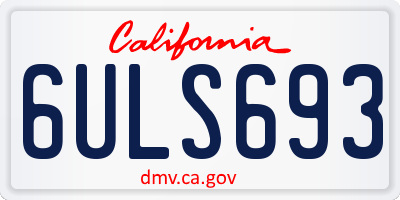 CA license plate 6ULS693