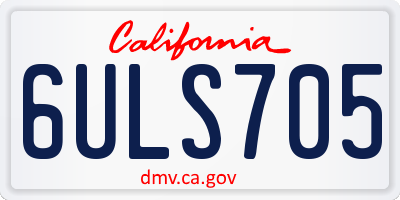 CA license plate 6ULS705