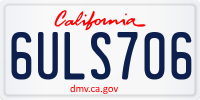 CA license plate 6ULS706