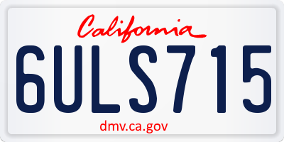 CA license plate 6ULS715