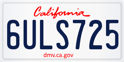 CA license plate 6ULS725