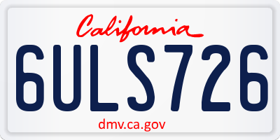 CA license plate 6ULS726