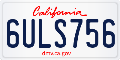 CA license plate 6ULS756