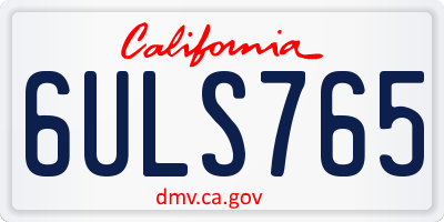 CA license plate 6ULS765