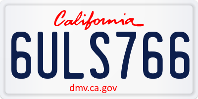 CA license plate 6ULS766
