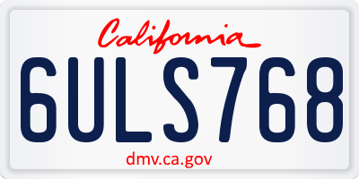 CA license plate 6ULS768