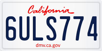 CA license plate 6ULS774