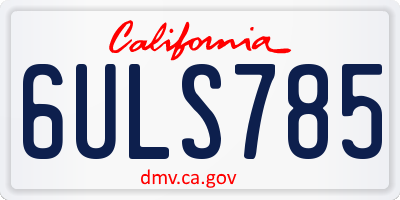 CA license plate 6ULS785