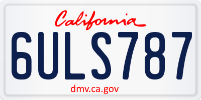 CA license plate 6ULS787