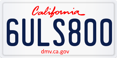 CA license plate 6ULS800
