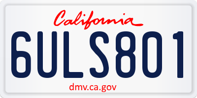 CA license plate 6ULS801