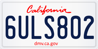 CA license plate 6ULS802