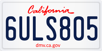 CA license plate 6ULS805