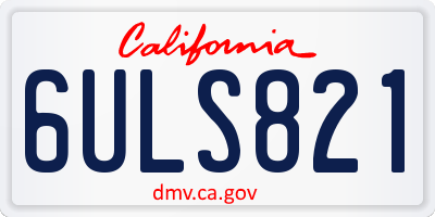 CA license plate 6ULS821