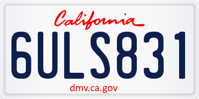 CA license plate 6ULS831