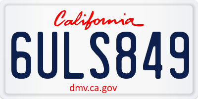 CA license plate 6ULS849