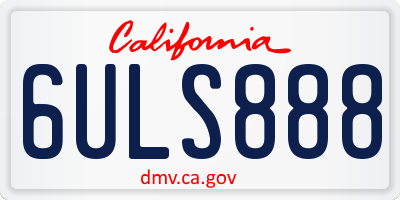 CA license plate 6ULS888
