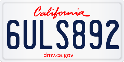 CA license plate 6ULS892