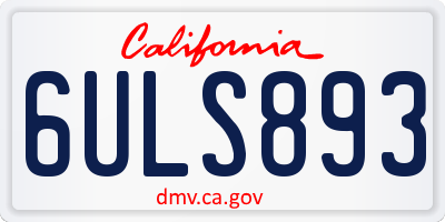CA license plate 6ULS893