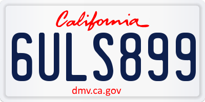 CA license plate 6ULS899