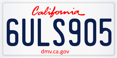 CA license plate 6ULS905