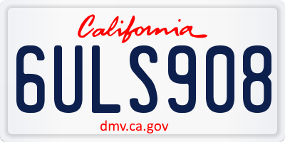 CA license plate 6ULS908