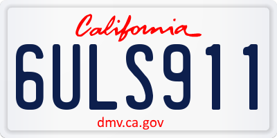 CA license plate 6ULS911