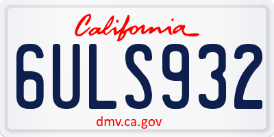 CA license plate 6ULS932