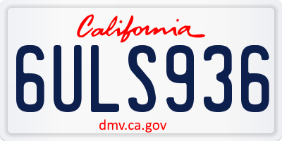 CA license plate 6ULS936