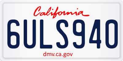 CA license plate 6ULS940