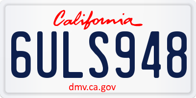CA license plate 6ULS948