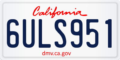 CA license plate 6ULS951