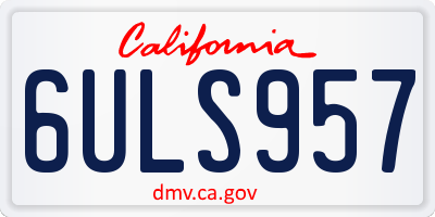CA license plate 6ULS957