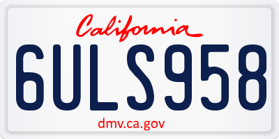 CA license plate 6ULS958