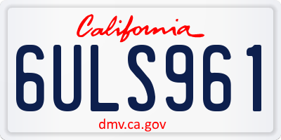 CA license plate 6ULS961