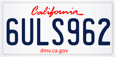 CA license plate 6ULS962