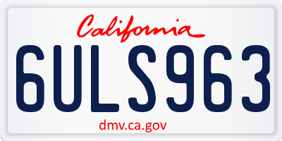 CA license plate 6ULS963