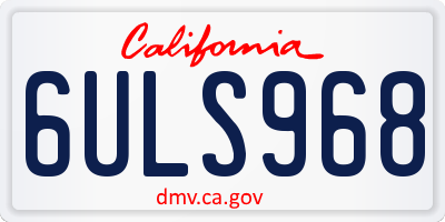 CA license plate 6ULS968