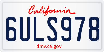 CA license plate 6ULS978