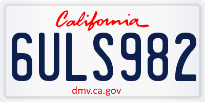CA license plate 6ULS982
