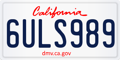 CA license plate 6ULS989